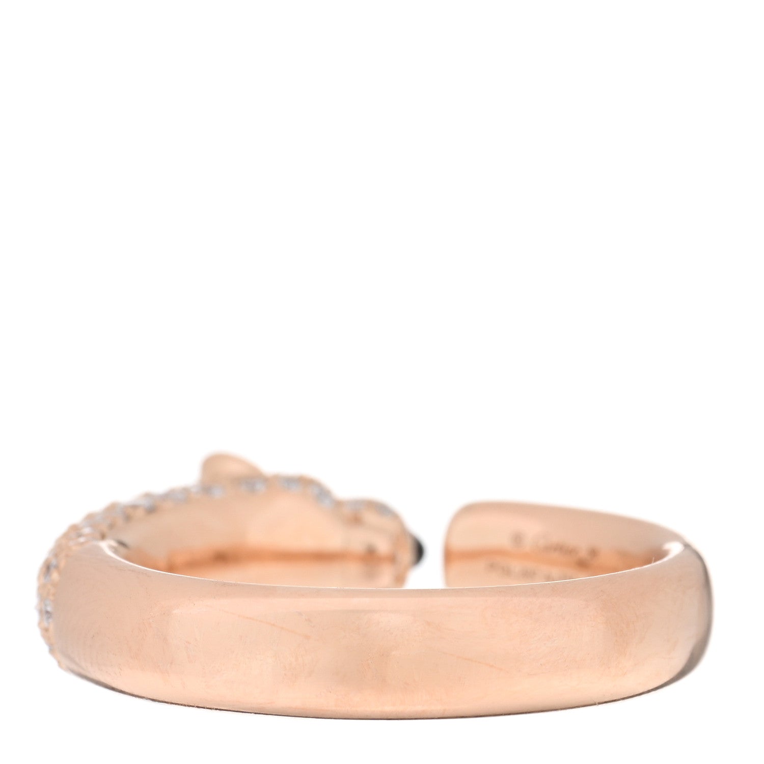 Cartier 18K Pink Gold Diamond Emerald Onyx Panthere De Cartier Ring 58 8.25 4 of 5