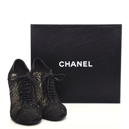 Chanel Lace Mesh Kid Suede Pearl Lace Up Booties 38.5 Black 11 of 11