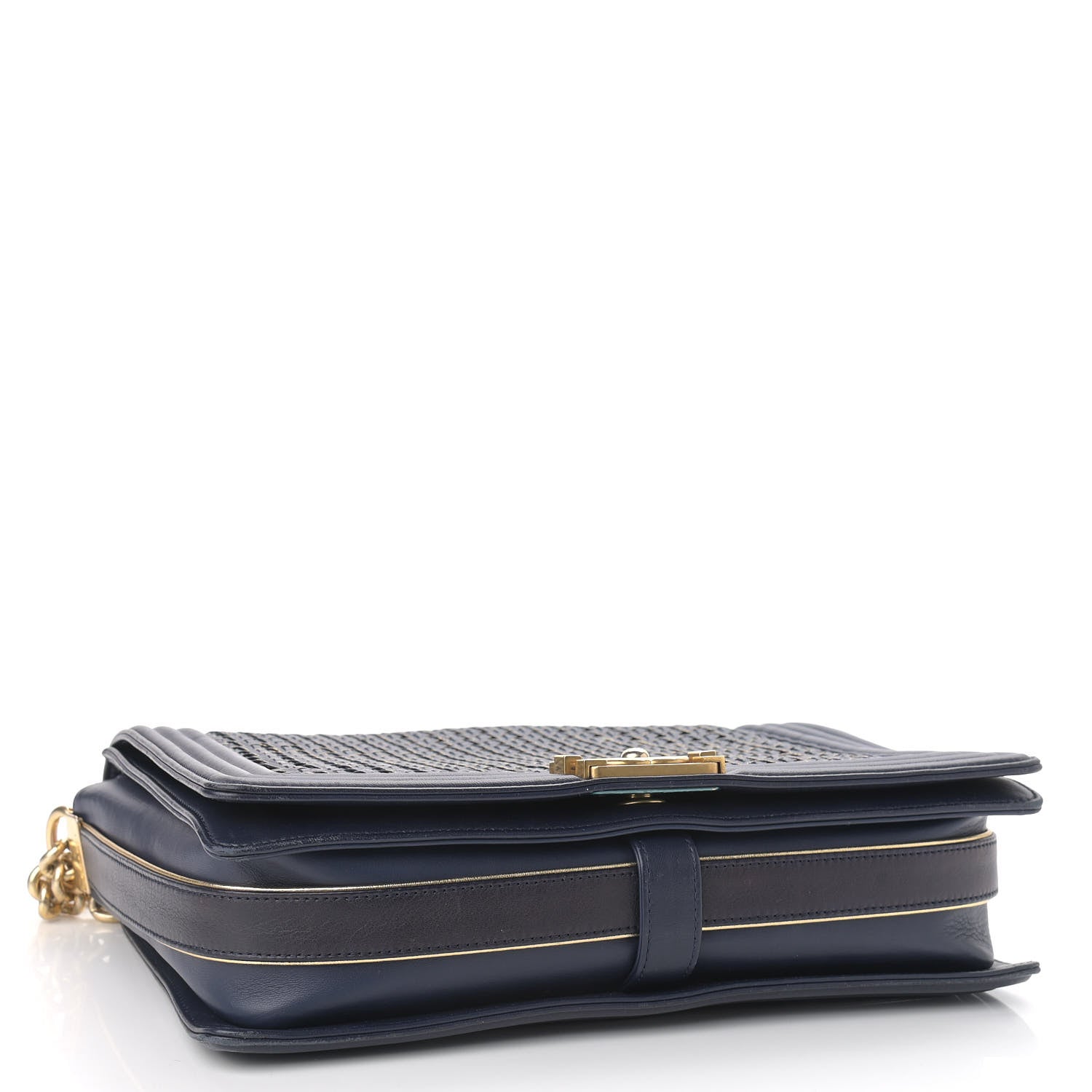 Chanel Braided Sheepskin New Medium Boy Flap Navy 4 of 13