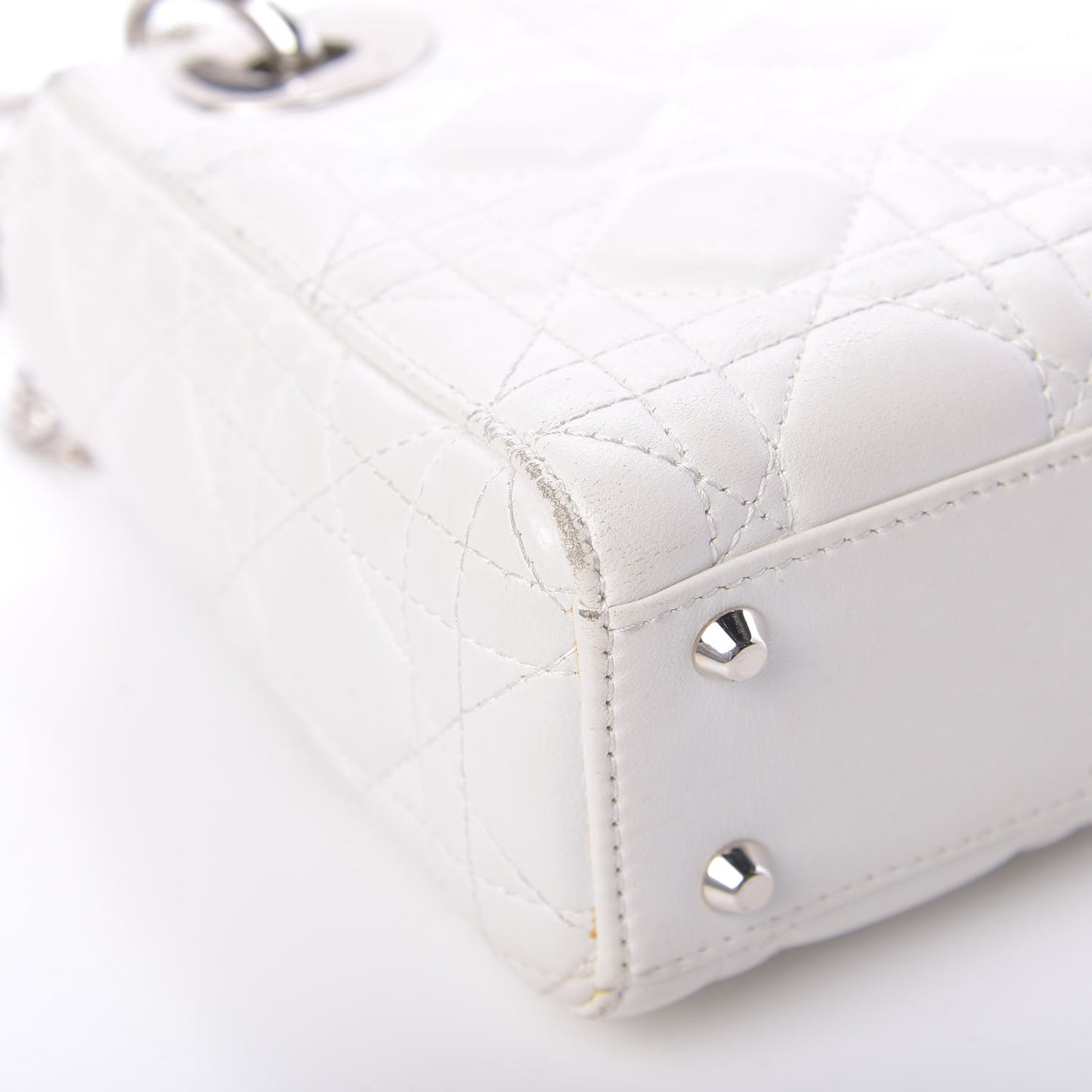 Lambskin Cannage Mini Lady Dior White
