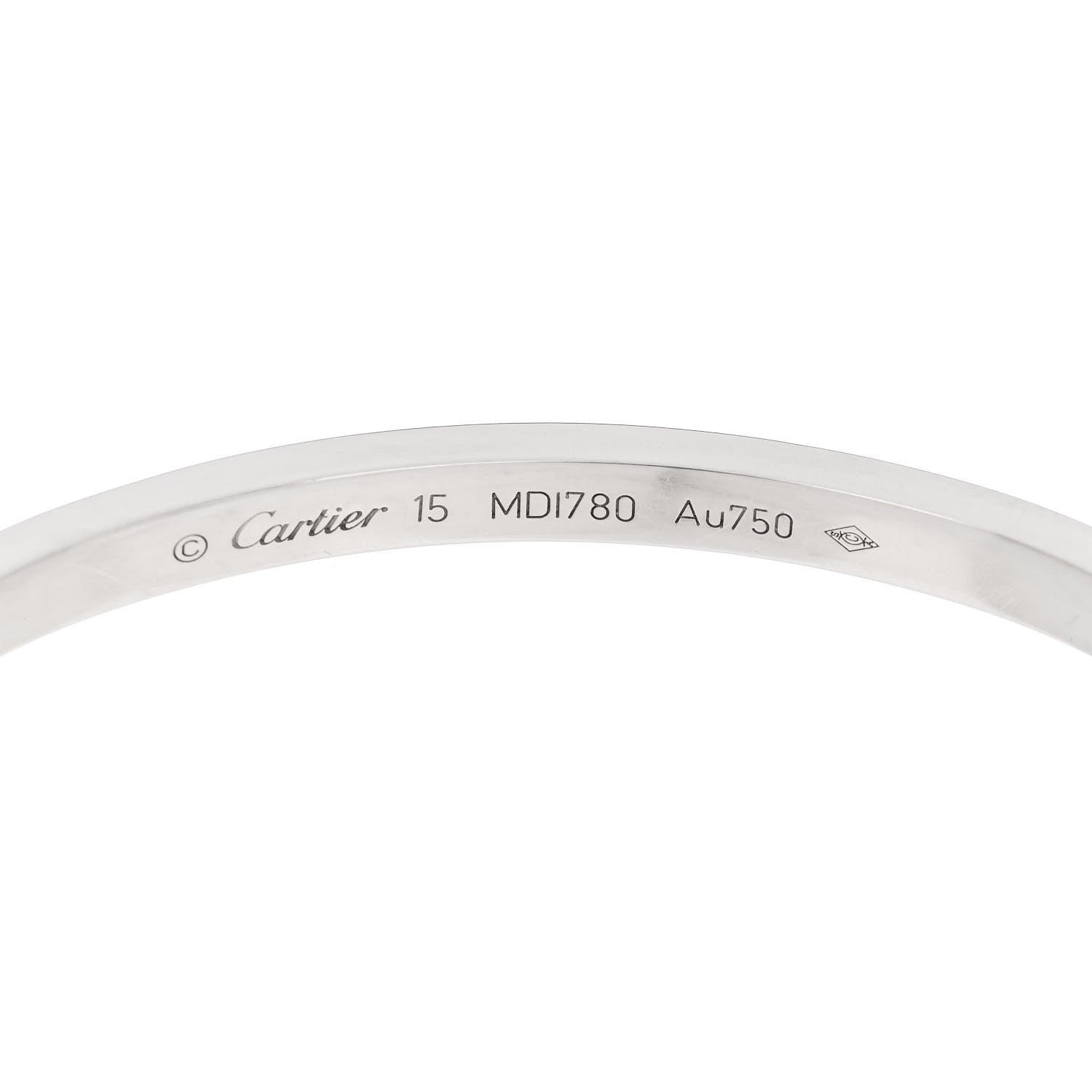 Cartier 18K White Gold Small LOVE Bracelet 15 5 of 8