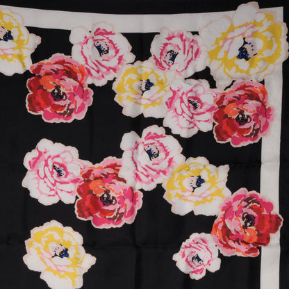 Chanel Silk Camellia Flower Scarf Black 1 of 5