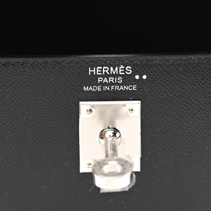 Hermes Madame Calfskin Shiny Niloticus Crocodile Kelly Sellier Touch 25 Black 6 of 11