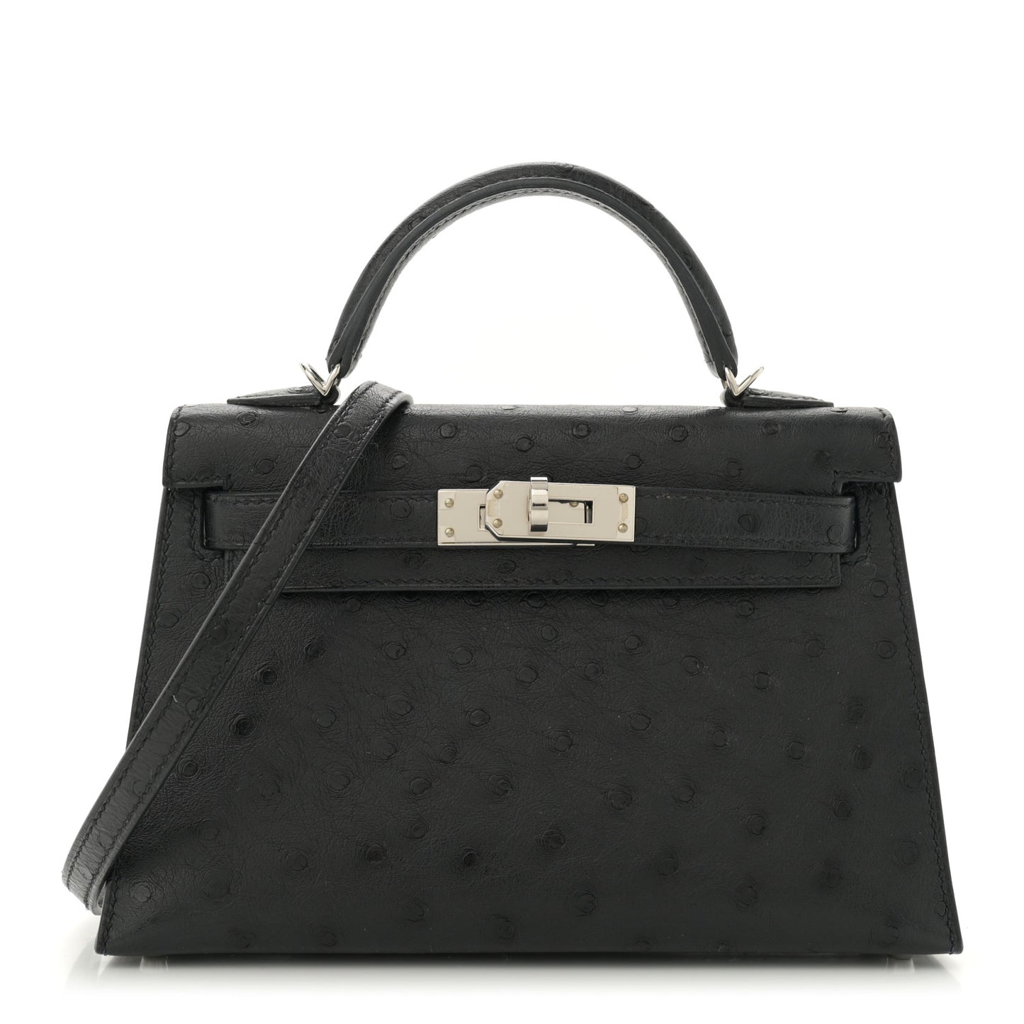 Ostrich Kelly Sellier Mini 20 Black