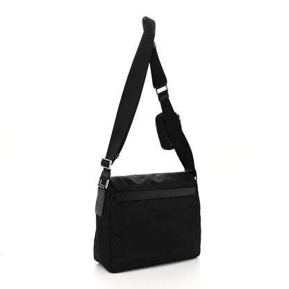 Prada Re-Nylon Vela Saffiano Pocket Single Buckle Messenger Shoulder Bag Black 3 of 9