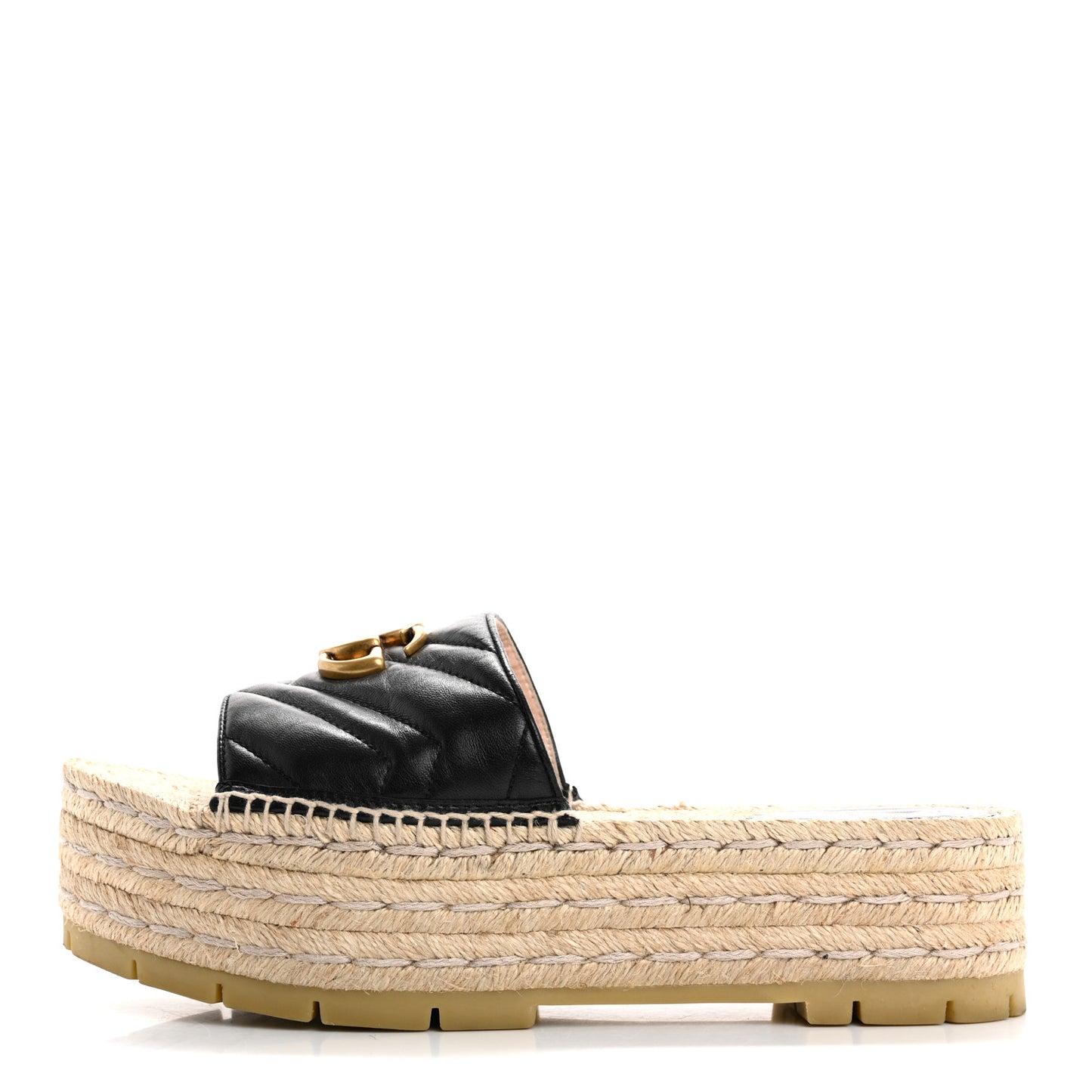 Nappa Matelasse GG Marmont Platform Espadrille Slide Sandals 39 Black
