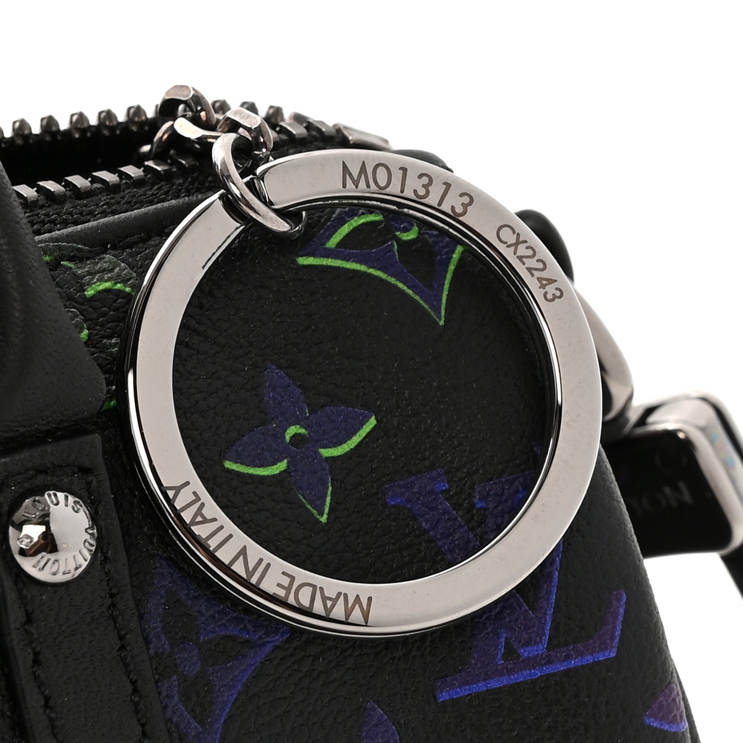 Monogram Spotlight Mini Keepall Bag Charm Key Holder Black Borealis