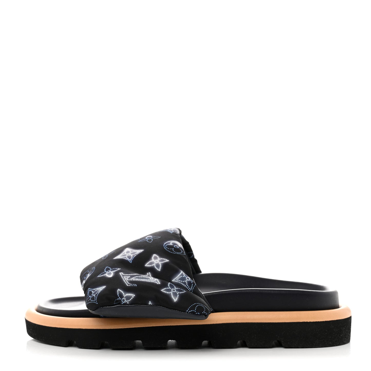Nylon Monogram Womens Pool Pillow Comfort Mules 38 Navy Blue