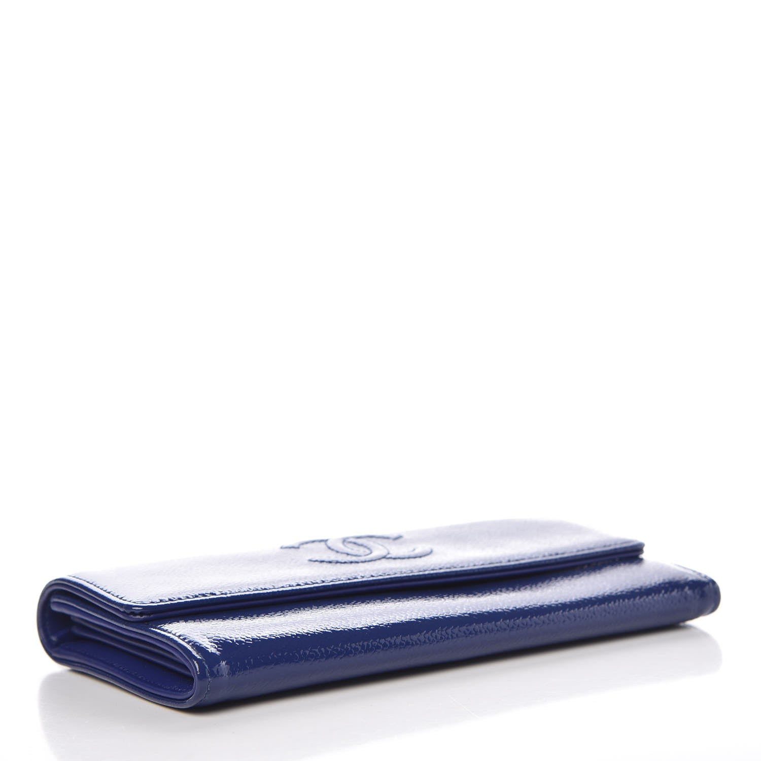 Chanel Patent Caviar Timeless CC Large Gusset Flap Wallet Blue 4 of 8