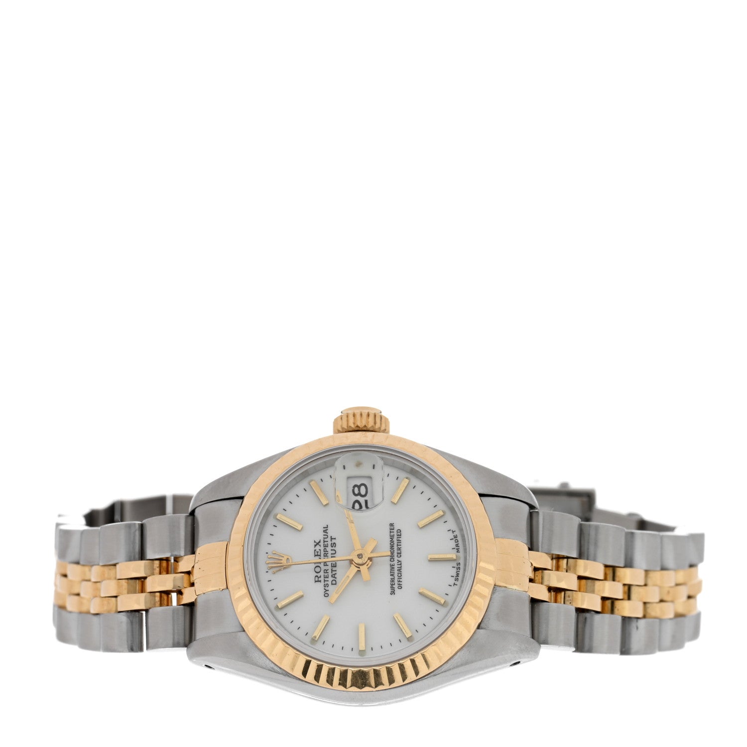 Rolex Stainless Steel 18K Yellow Gold 26mm Oyster Perpetual Datejust Watch White 69173 2 of 5