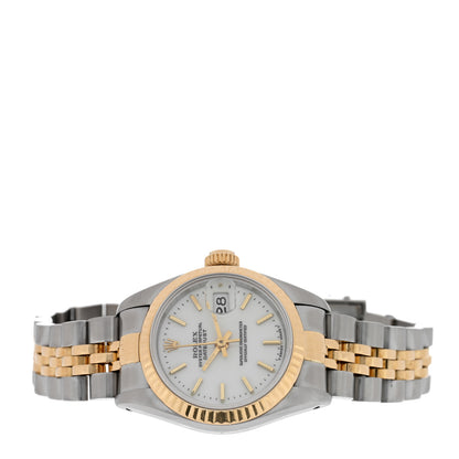 Rolex Stainless Steel 18K Yellow Gold 26mm Oyster Perpetual Datejust Watch White 69173 2 of 5