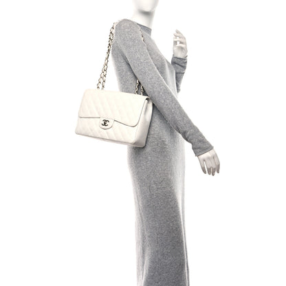 Chanel Caviar Quilted Jumbo Single Flap White 2 of 13