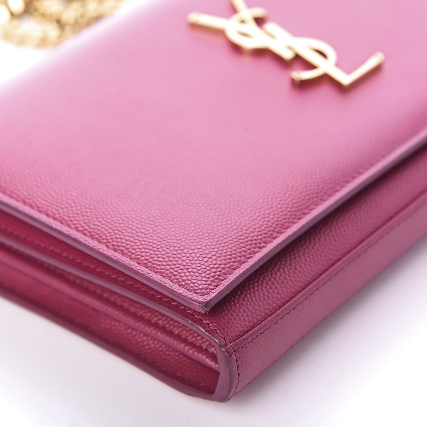 Saint Laurent Grain De Poudre Medium Monogram Kate Satchel Lipstick Fuchsia 7 of 9