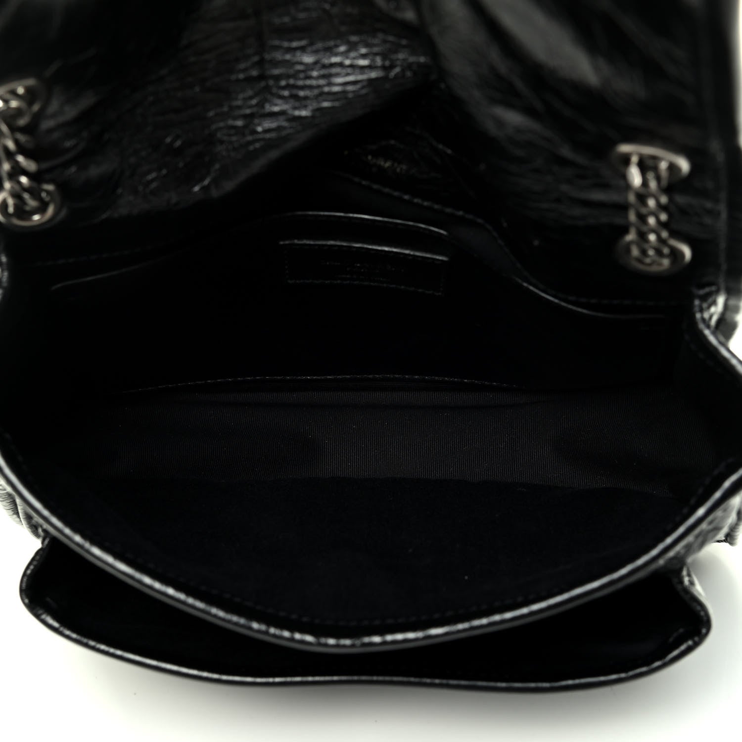 Saint Laurent Crinkled Calfskin Matelasse Monogram Baby Niki Chain Satchel Black 4 of 4