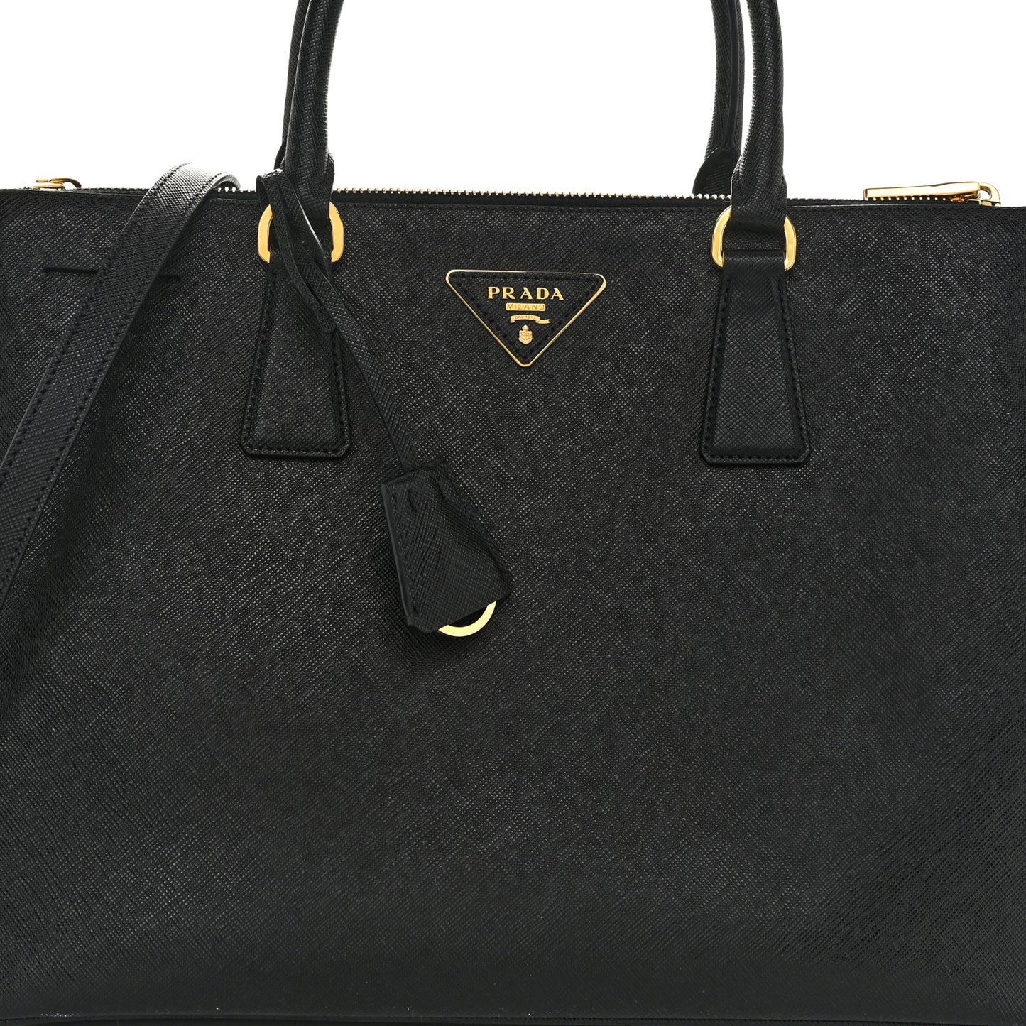 Saffiano Lux Large Galleria Double Zip Tote Black