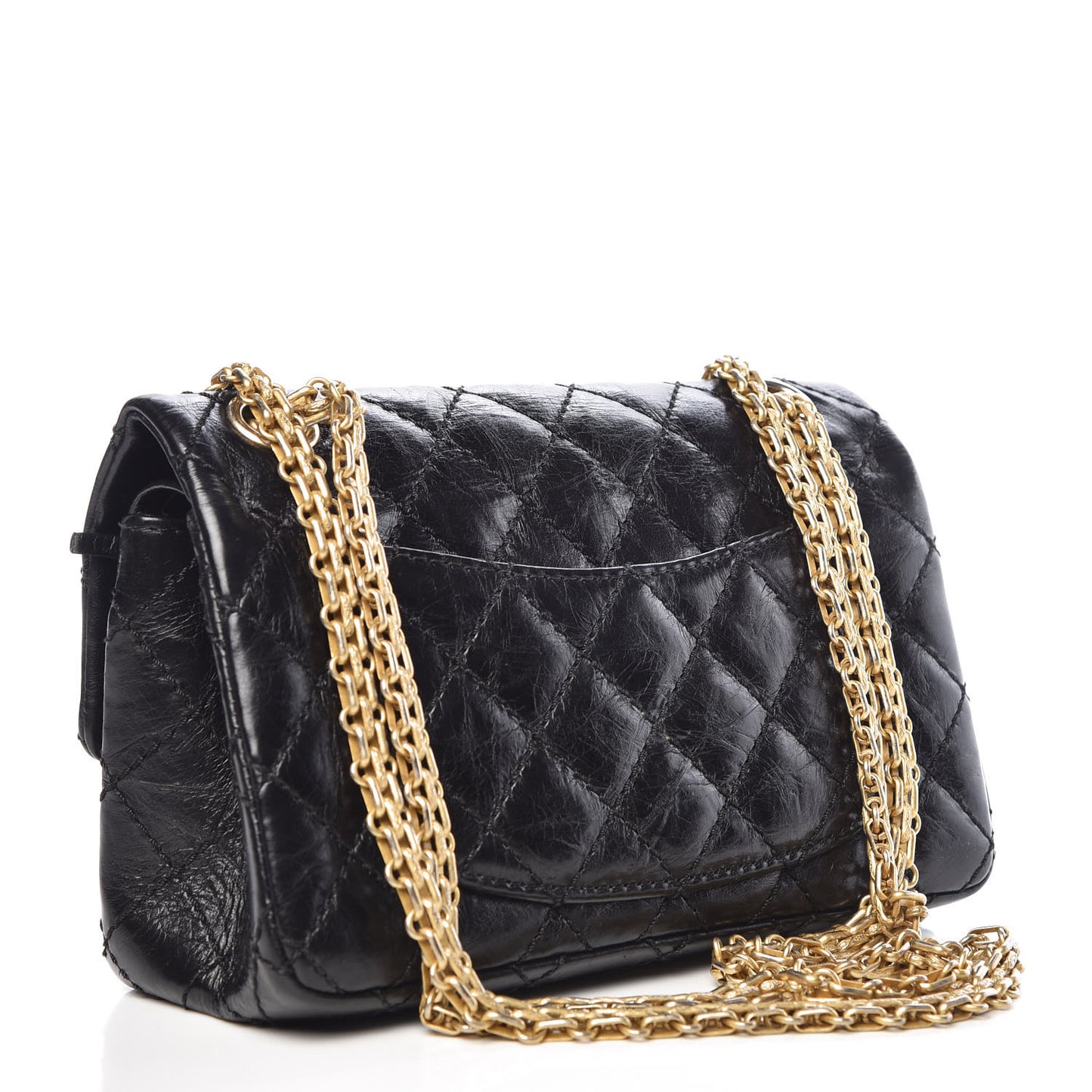 Aged Calfskin Quilted 2.55 Reissue 224 Flap Black