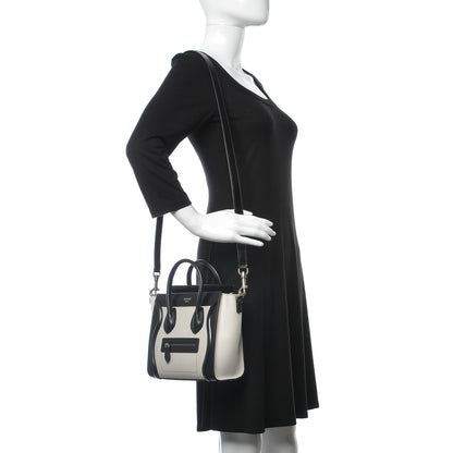Celine Lizard Smooth Calfskin Nano Luggage White Black 2 of 7