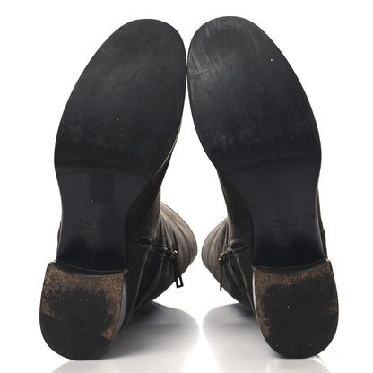 Prada Suede Metal Triangle Logo Boots 41 Brown 5 of 9