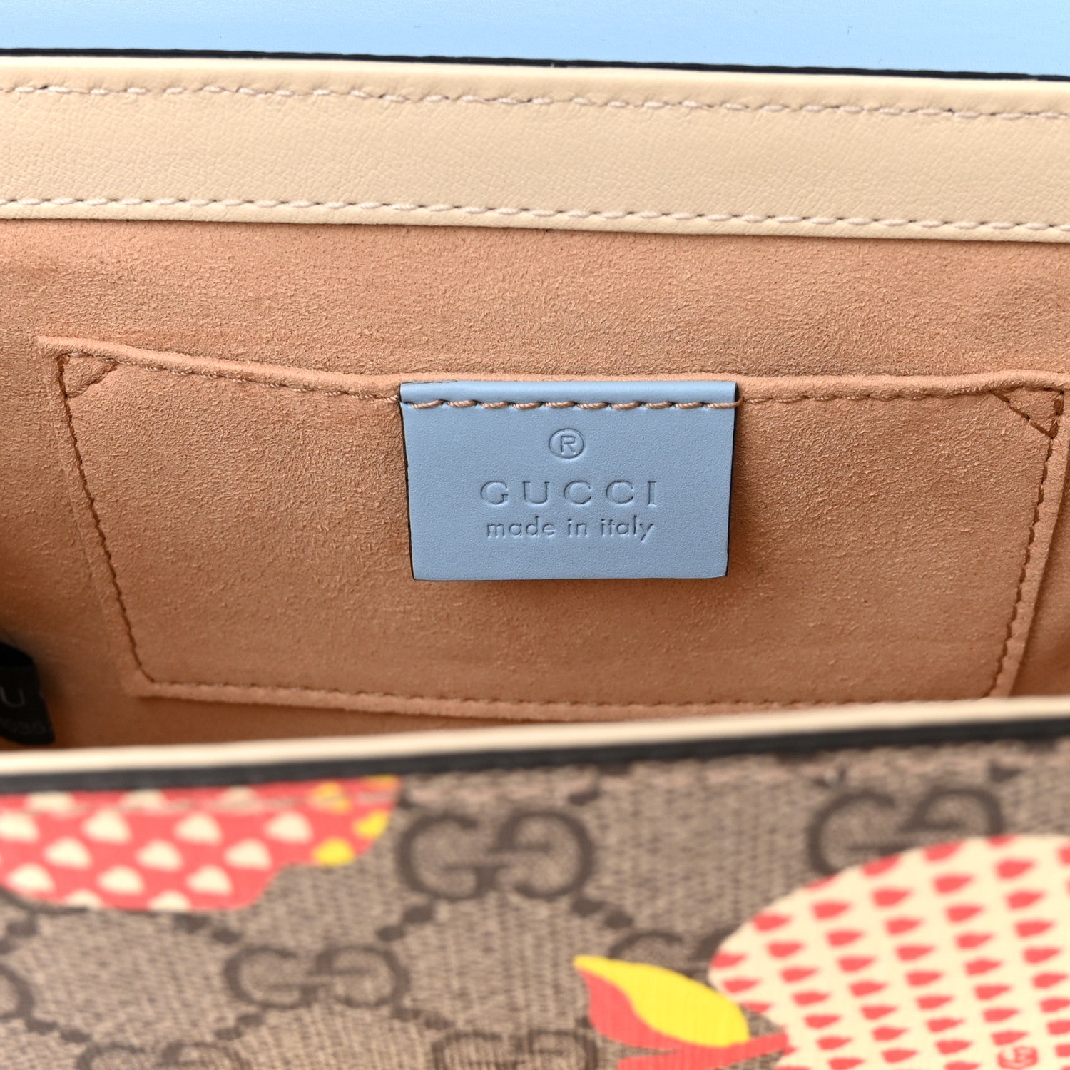 Gucci GG Supreme Monogram Les Pommes Small Padlock Shoulder Bag Beige Ebony Multicolor Abstract Blue 6 of 11