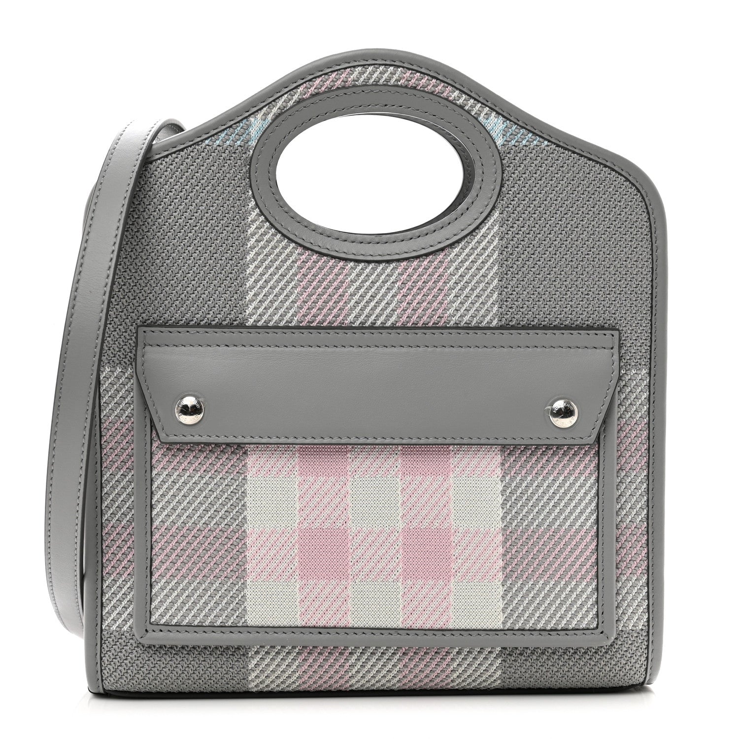 Burberry Calfskin Check Mini Pocket Bag Grey 1 of 9