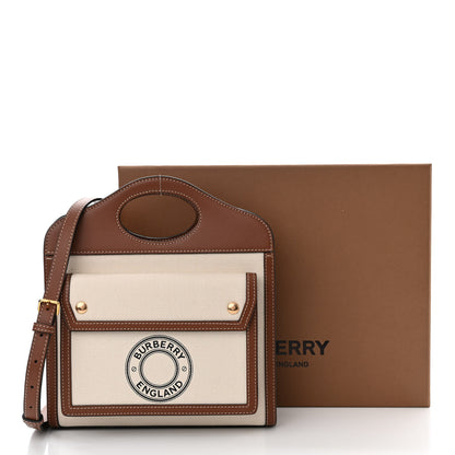 Burberry Canvas Smooth Calfskin Two Tone Mini Pocket Bag Natural Tan 11 of 11