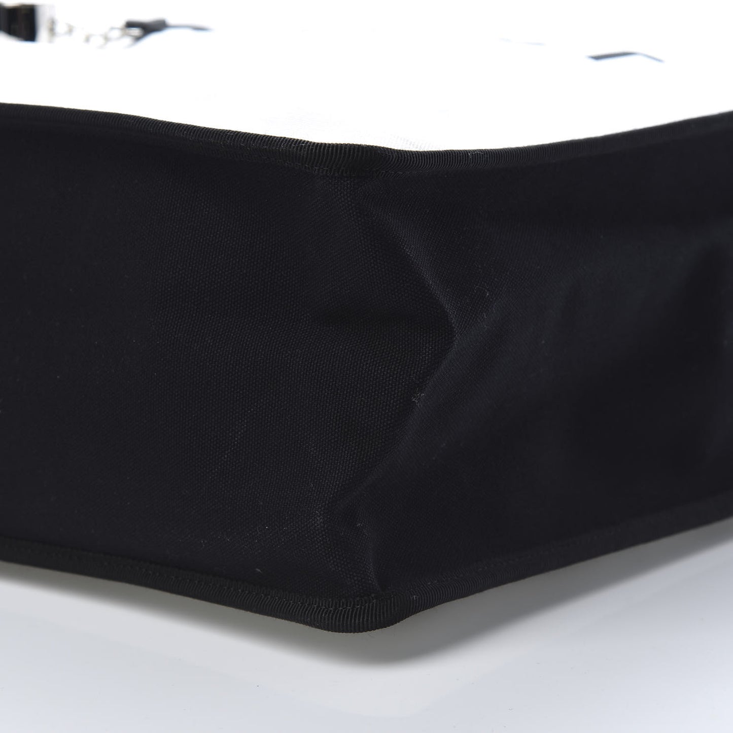 Canvas Calfskin Large Let's Demonstrate Tote White Black