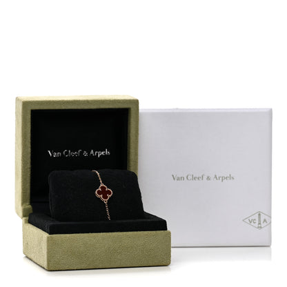 Van Cleef & Arpels 18K Rose Gold Carnelian Sweet Alhambra Bracelet 5 of 5