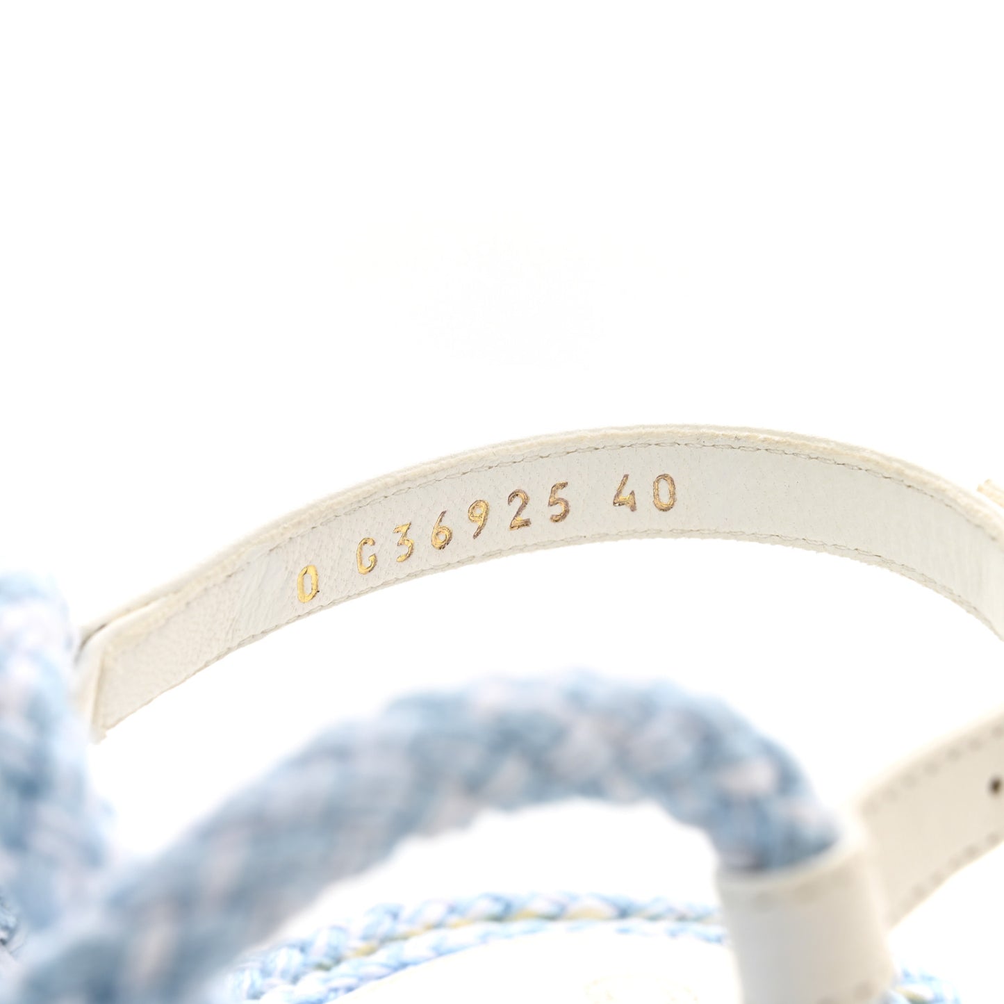 Lambskin Cord Chain CC Sandals 40 Blue White
