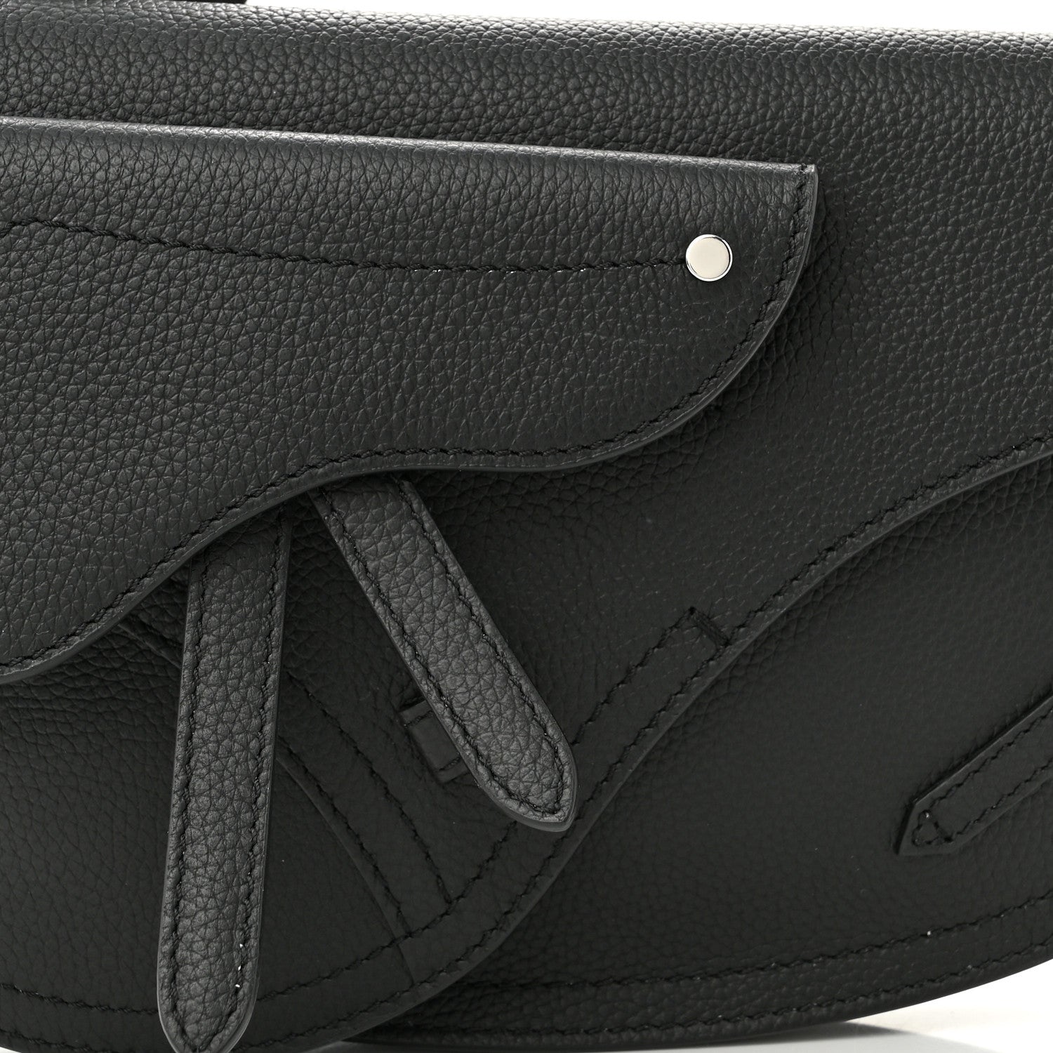 Christian Dior Grained Calfskin Saddle Messenger Bag Black 7 of 9