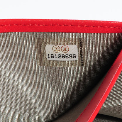 Chanel Lambskin Diamond Stitched Long Flap Wallet Red 10 of 10