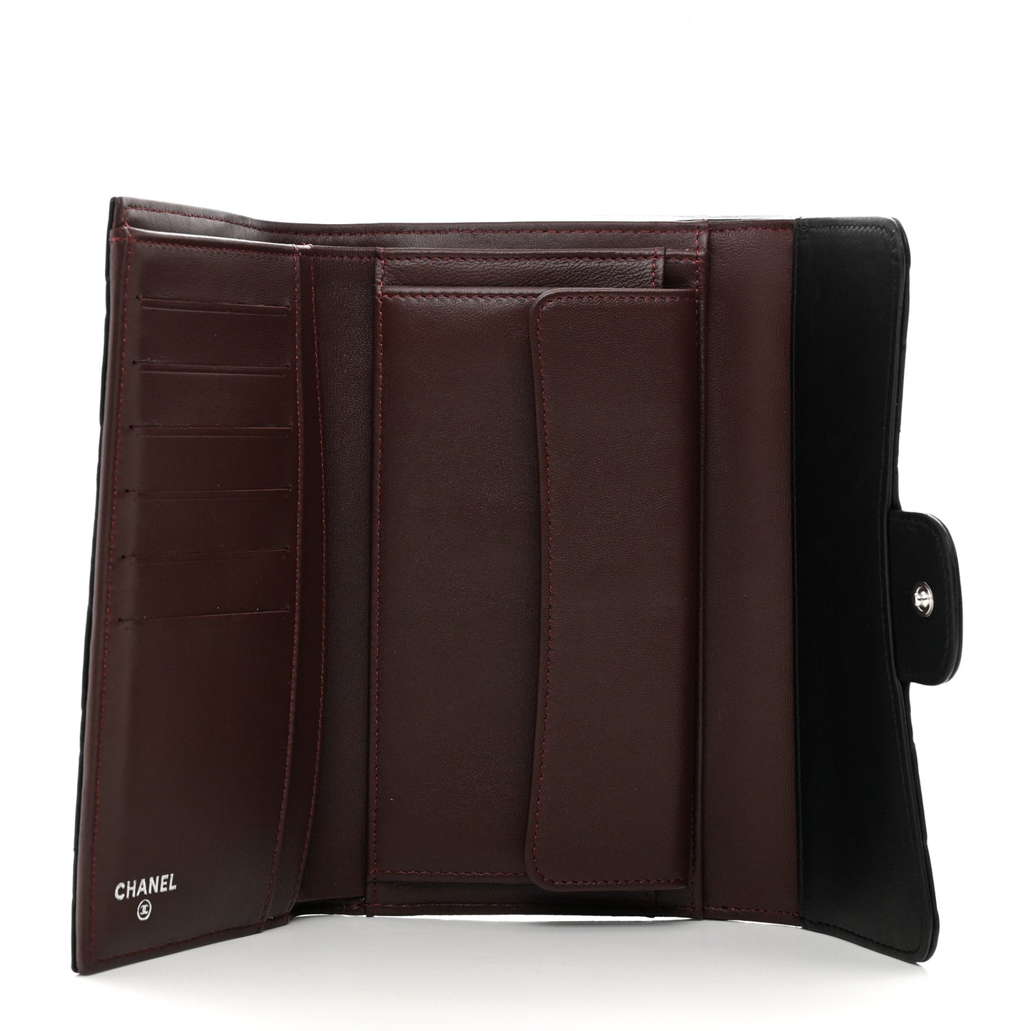 Lambskin Quilted Large Flap Wallet Black