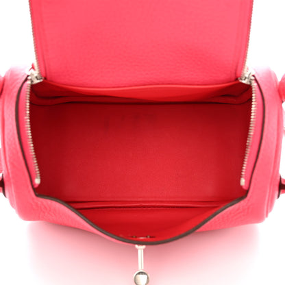 Hermes Taurillon Clemence Mini Lindy 20 Rose Extreme 5 of 12