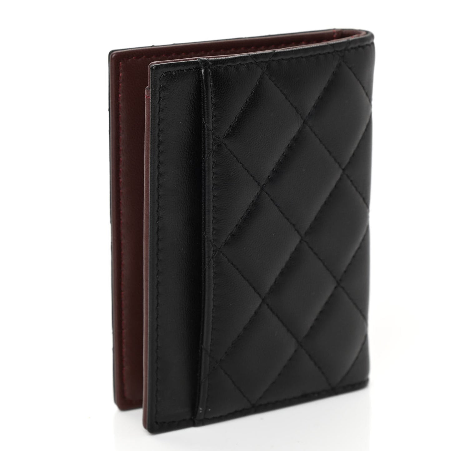 Lambskin Quilted Card Holder Wallet Black