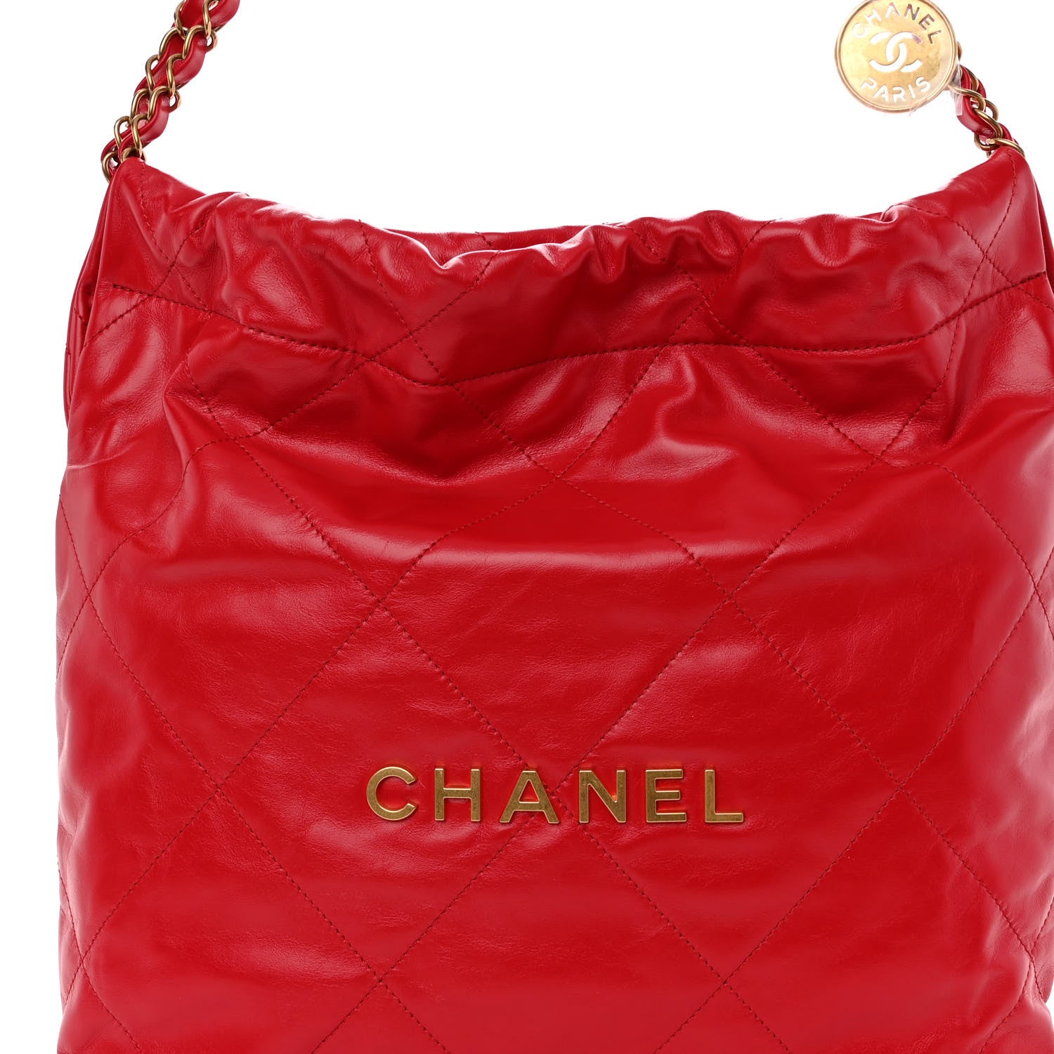 Chanel Shiny Calfskin Quilted Small Chanel 22 Red 1286447