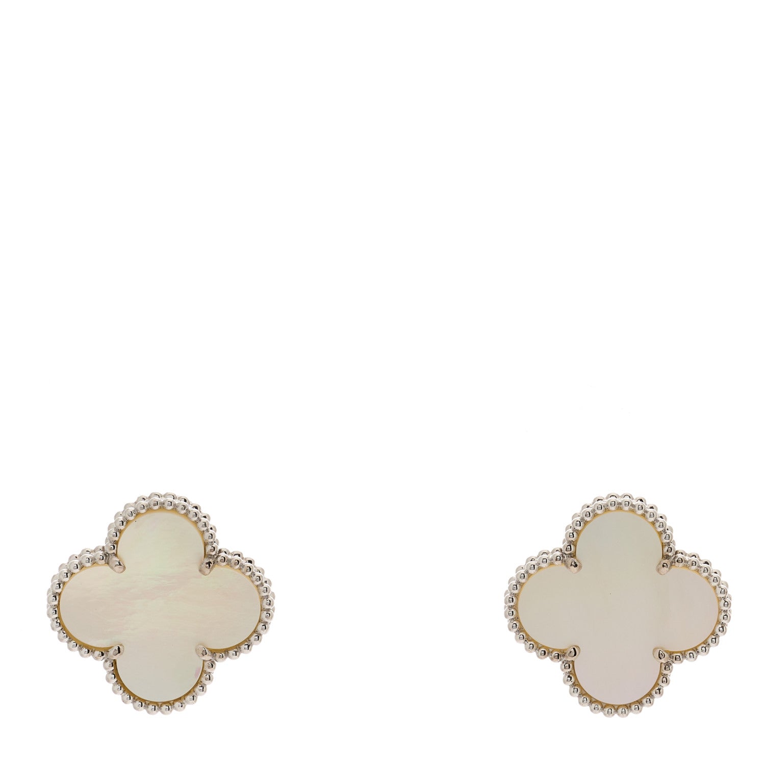 Van Cleef & Arpels 18K White Gold Mother of Pearl Magic Alhambra Earrings 1 of 5