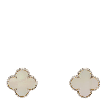 Van Cleef & Arpels 18K White Gold Mother of Pearl Magic Alhambra Earrings 1 of 5