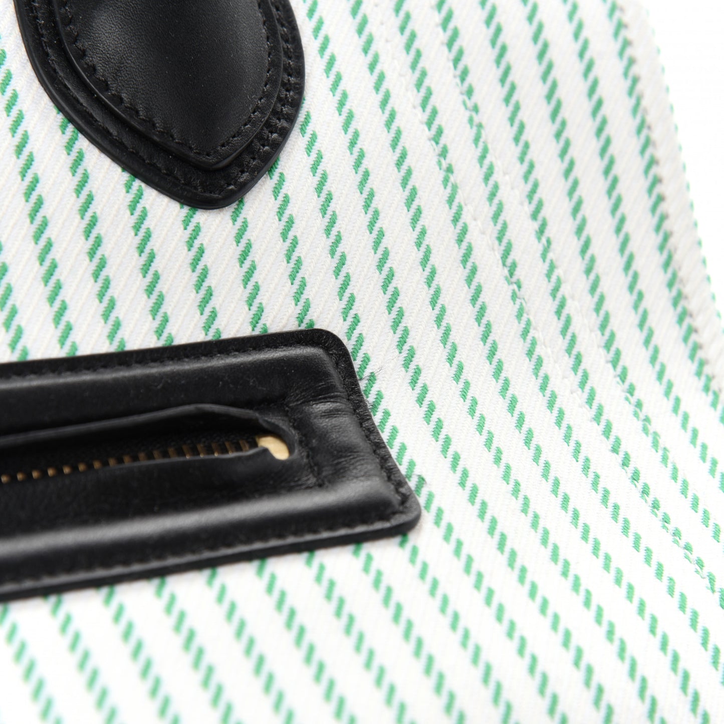 Cotton Canvas Striped Medium Phantom Luggage White Green