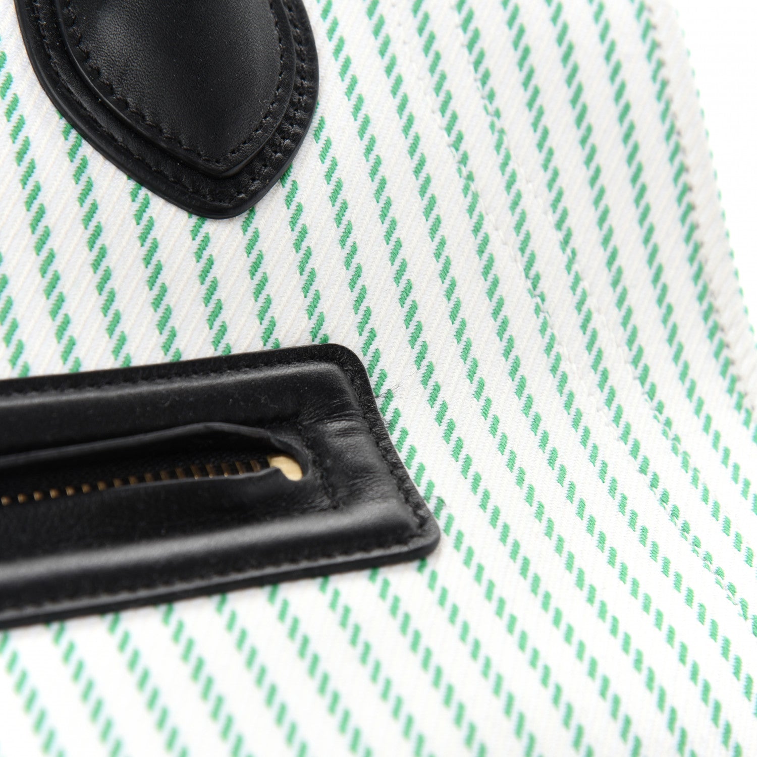 Celine Cotton Canvas Striped Medium Phantom Luggage White Green 10 of 10