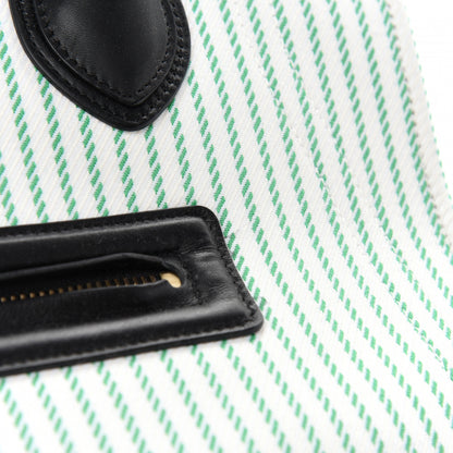 Celine Cotton Canvas Striped Medium Phantom Luggage White Green 10 of 10