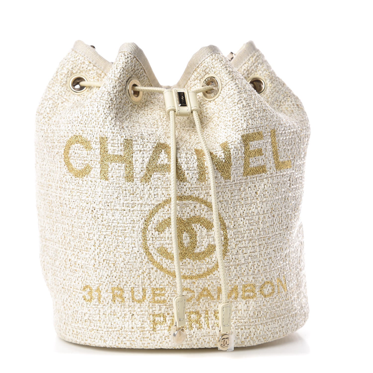 Chanel Canvas Deauville Drawstring Bag Ivory 1 of 7