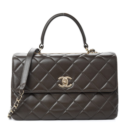 Chanel Lambskin Quilted Medium Trendy CC Flap Dual Handle Bag Dark Khaki 1 of 12