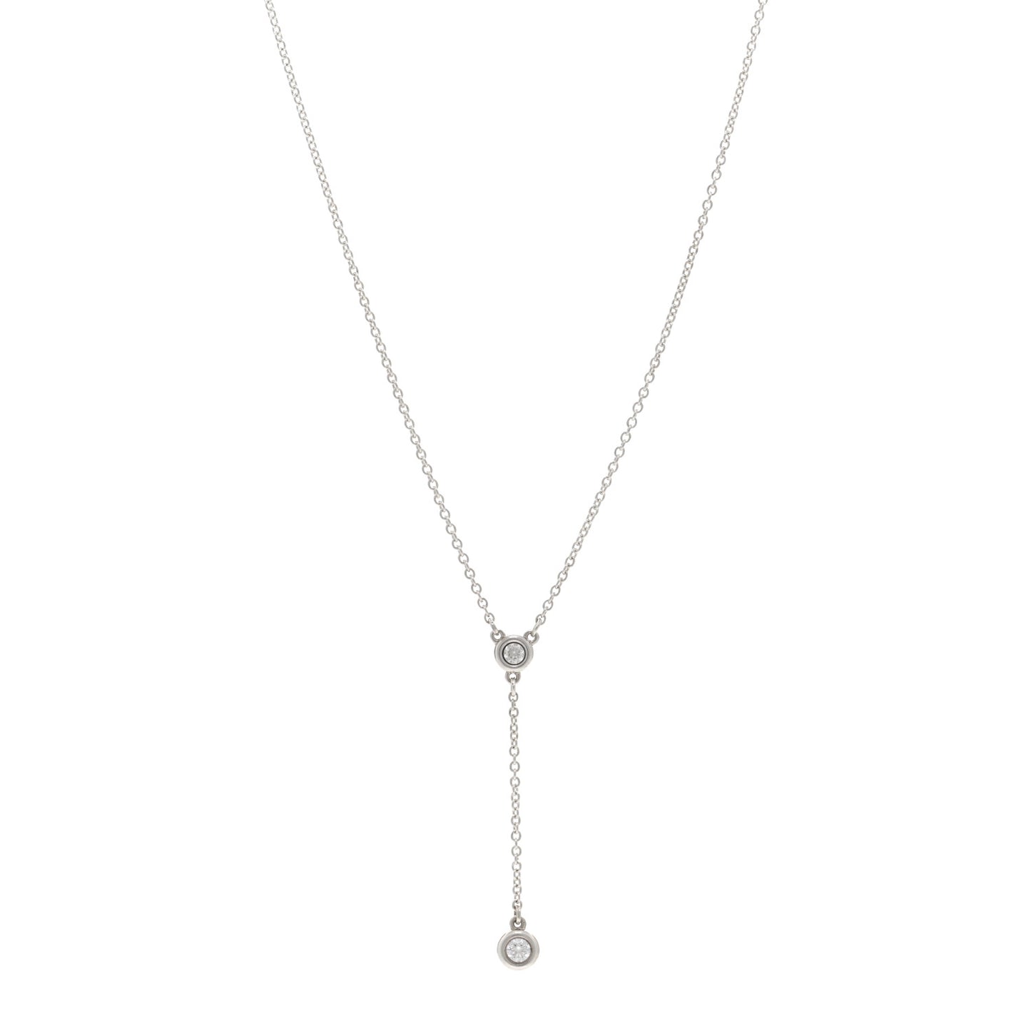 Sterling Silver Diamond Elsa Peretti Diamonds by the Yard Y Drop Pendant Necklace