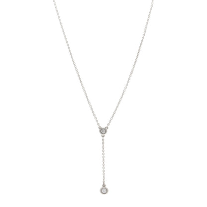 Tiffany Sterling Silver Diamond Elsa Peretti Diamonds by the Yard Y Drop Pendant Necklace 1 of 4