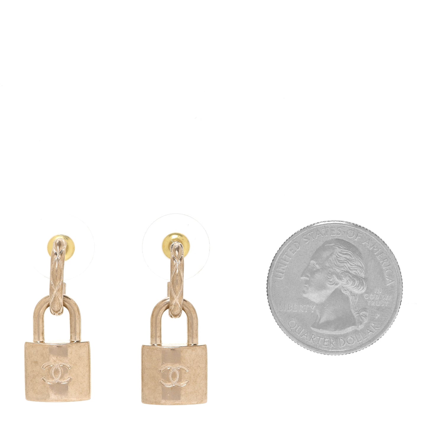 Metal Lock Drop Earrings Light Gold