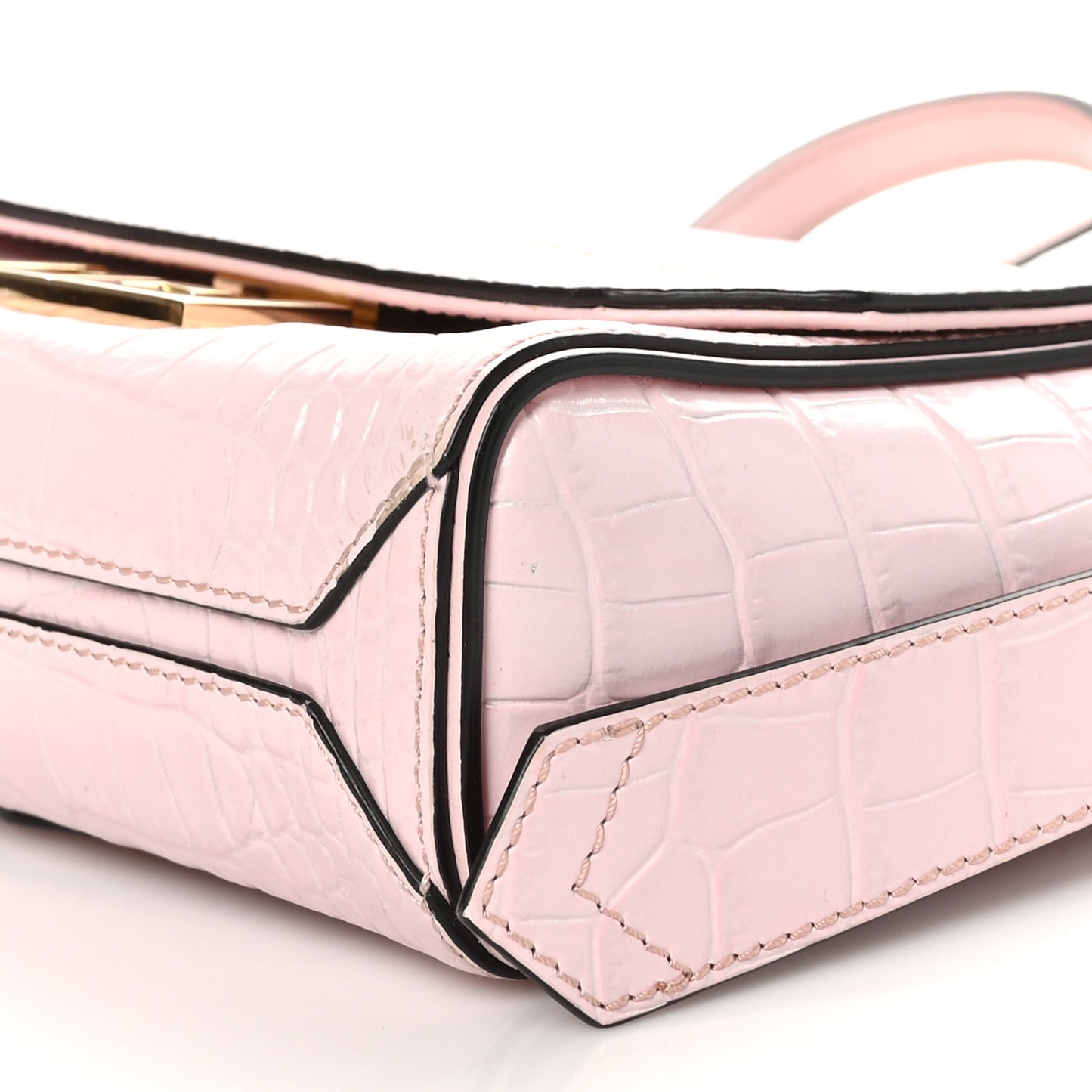 Calfskin Crocodile Embossed Mini Eden Top Handle Pink