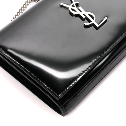 Saint Laurent Glazed Calfskin Cassandre Wallet On Chain WOC Black 8 of 10
