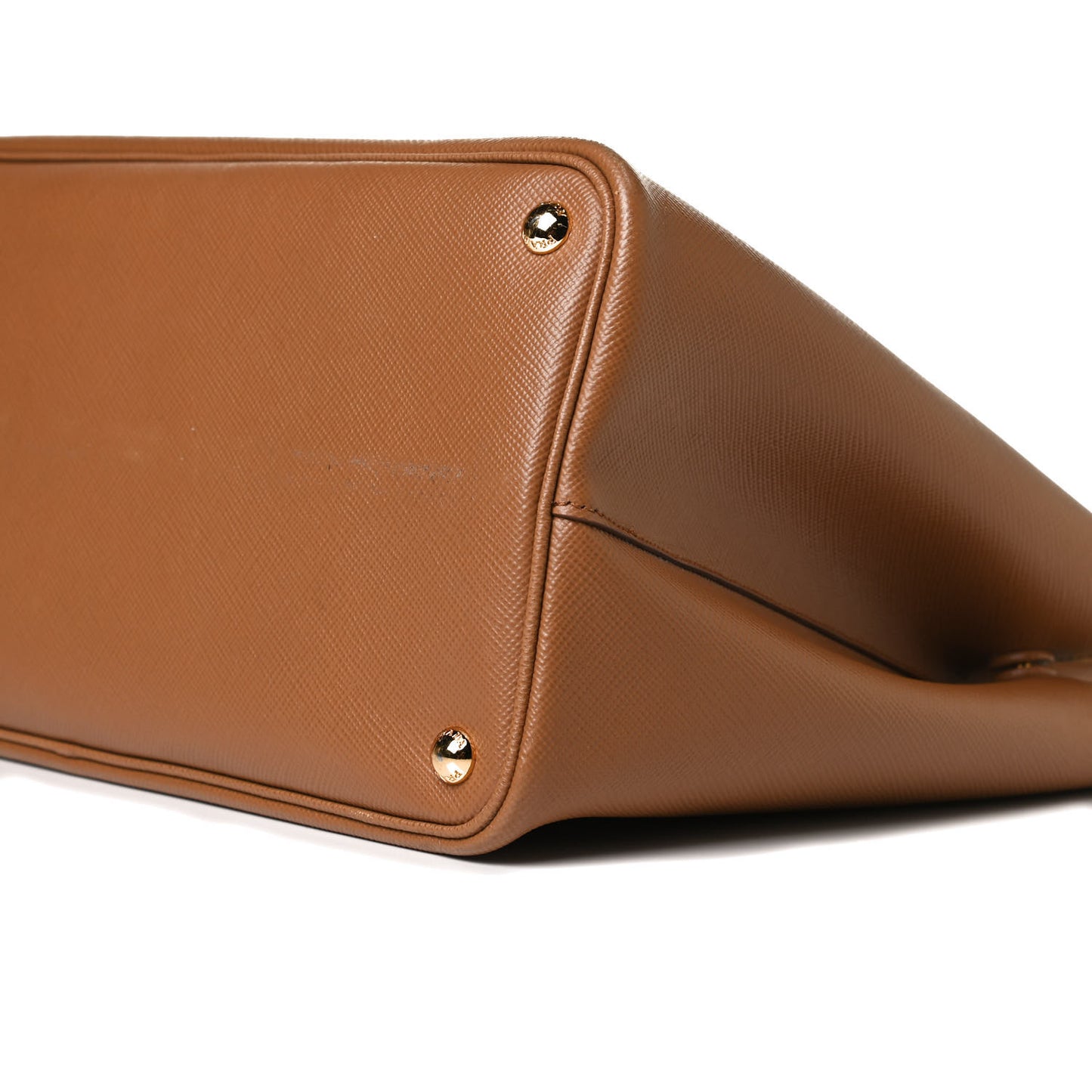Saffiano Cuir Medium Double Handle Bag Caramel Fuoco