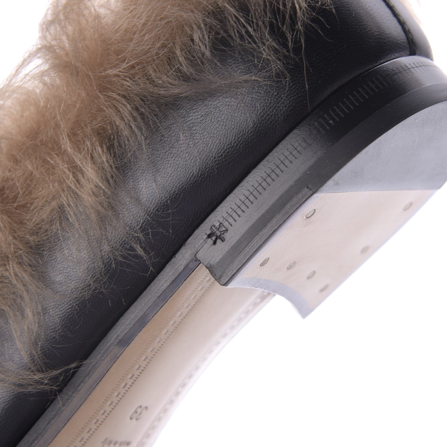 Gucci Malaga Kid Fur Womens Jordaan Loafers 39 Black Natural 10 of 11