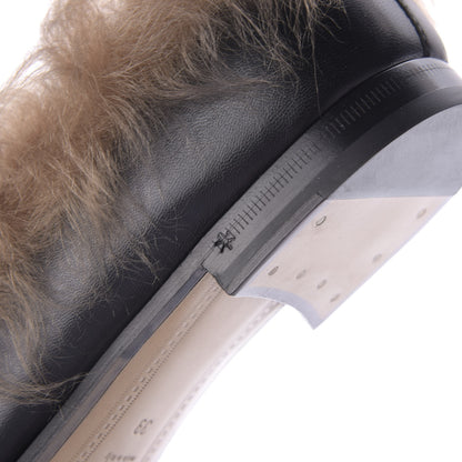 Gucci Malaga Kid Fur Womens Jordaan Loafers 39 Black Natural 10 of 11