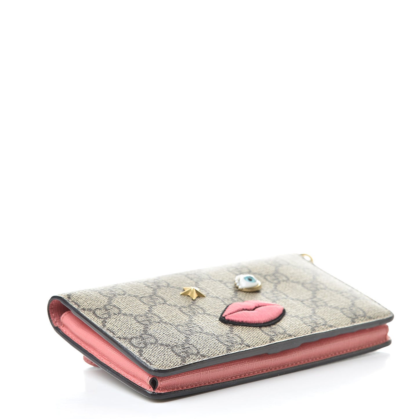 GG Supreme Monogram Embroidered Face iPhone 6 Case Wristlet Pink